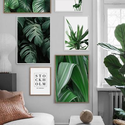 Blätter Leinwand Naturpflanze Poster Drucke Grüne Landschaft Drucke Wand Kaktus Bilder Nordischer Stil für Wohnzimmer Dekoration Kein Rahmen