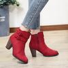 Fashion Retro Boots Women's Shoes 2024 New Square Heel Woman High Shoe Suede  Ankle Female Solid Platform Short Botines Mujer