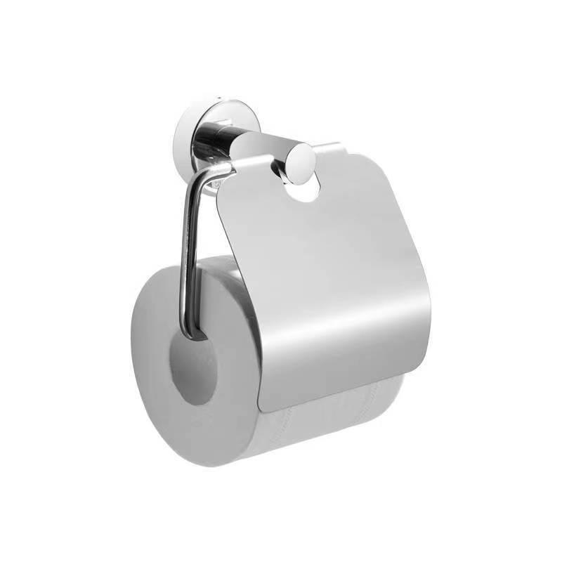 

304 Stainless Steel No Drilling Toilet Paper Holder with Cover, Wall Mount Tissue Paper Roll Holder – Rustproof, Large Capacity