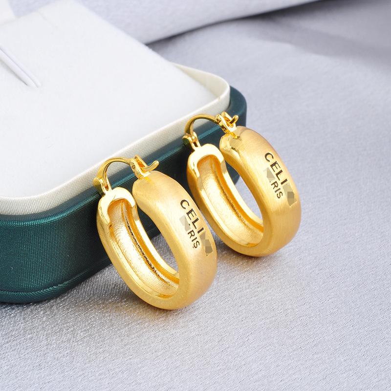 Geometric Hoop Earrings, Korean Fashion, Brushed Metal Studs, Minimalist Statement Earrings