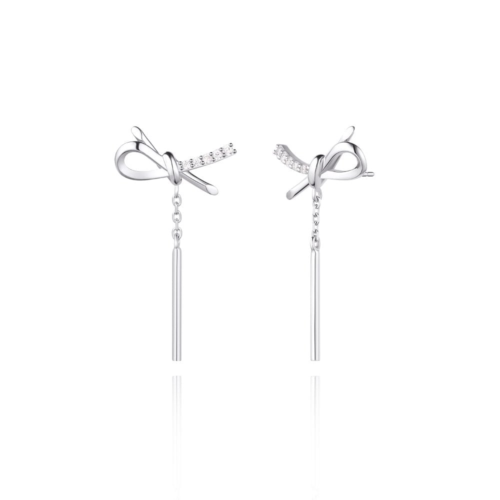 STONEHENGE Love Knot Silver Cubic Drop Earrings Sa24C53T