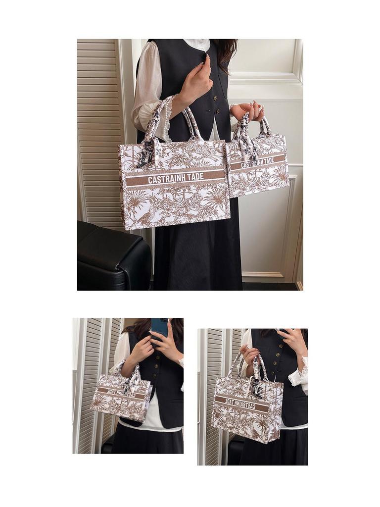 2025 Women's Large Capacity Fashion Tote: Simple Print Handbag & Souvenir Shopping Bag