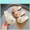 Peep Girls Mesh Top Lace 2026 Summer New Fashion Childrens Soft Sole Simple Pearl Bow Covered Toes Princess Shoes For Vacation