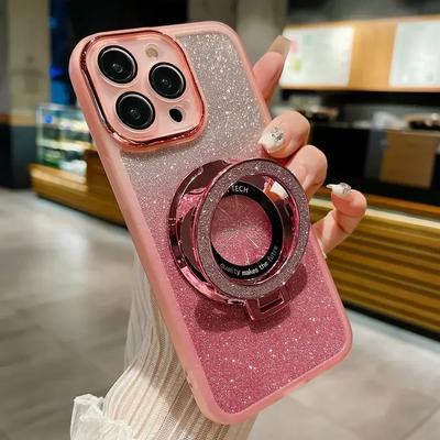 For Xiaomi 14T Pro Camera Protector Lens Film Case For Mi 4T 13T 12T Pro Ring Stand Holder Glitter Gradient Silicone Phone Cover