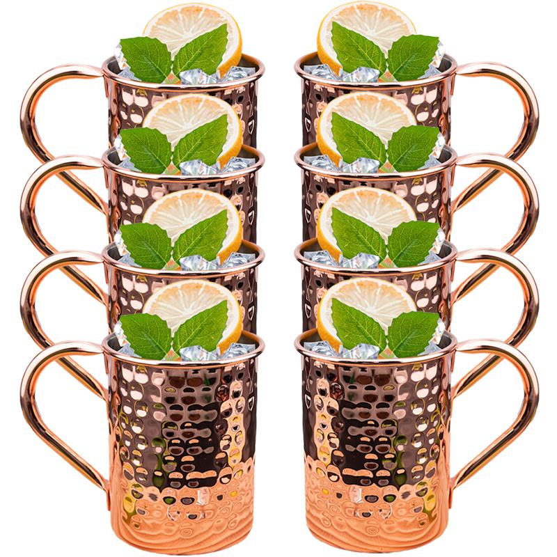 

8 шт. коктейльная винная кружка Московский мул кружка из нержавеющей стали с медным покрытием пивная кружка кофейный бар принадлежности посуда для напитков на Рамадан 301-400ml