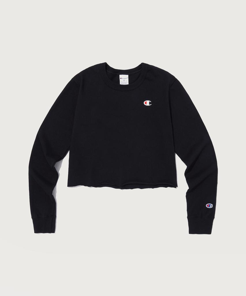 CHAMPION Women'S Boyfriend Crop Long Sleeve T-Shirt Black
