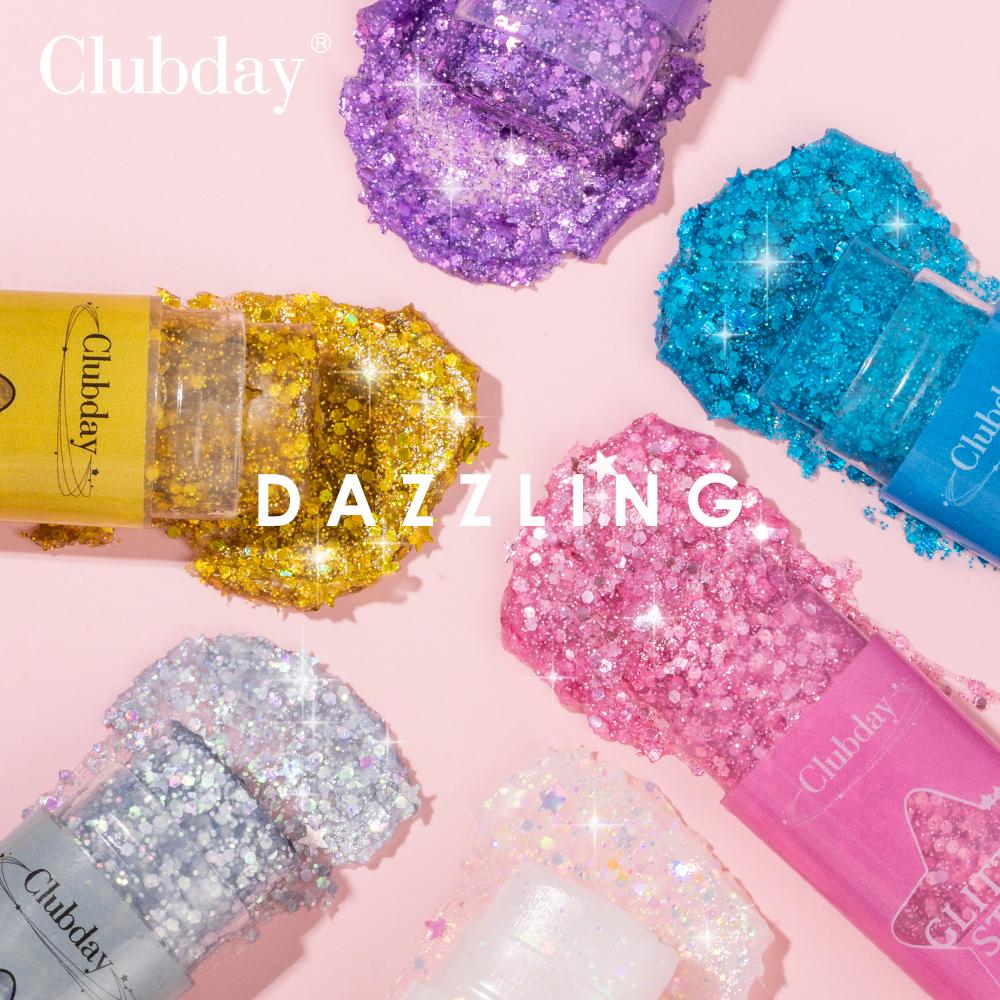 Clubday 6-Color Stage Makeup Eyeshadow Glitter Stick, Long-lasting And Exquisite Shine, Suitable For Face, Body, And Hair.