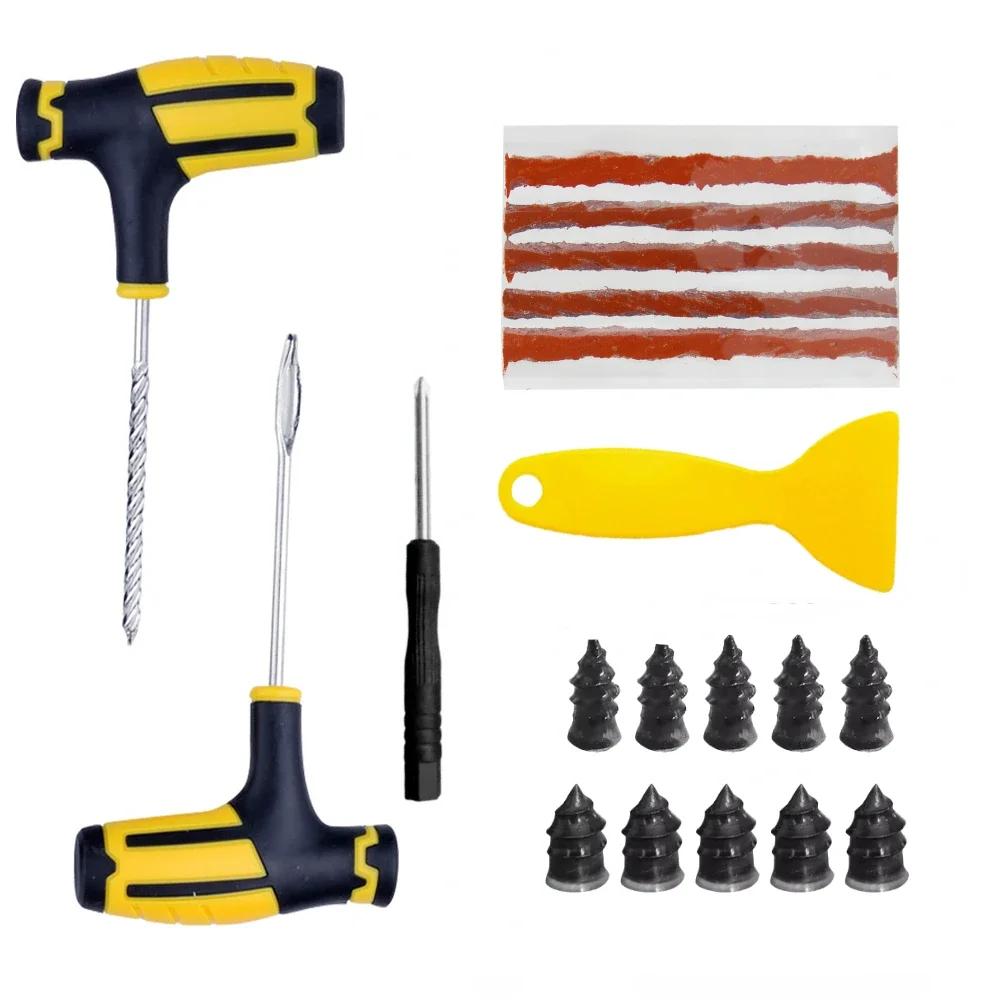 Car Motorcycle Tire Repair Kit Puncture Plug Tools Tyre Puncture Emergency for Tire Strips Stirring Glue Repair Tool Kit