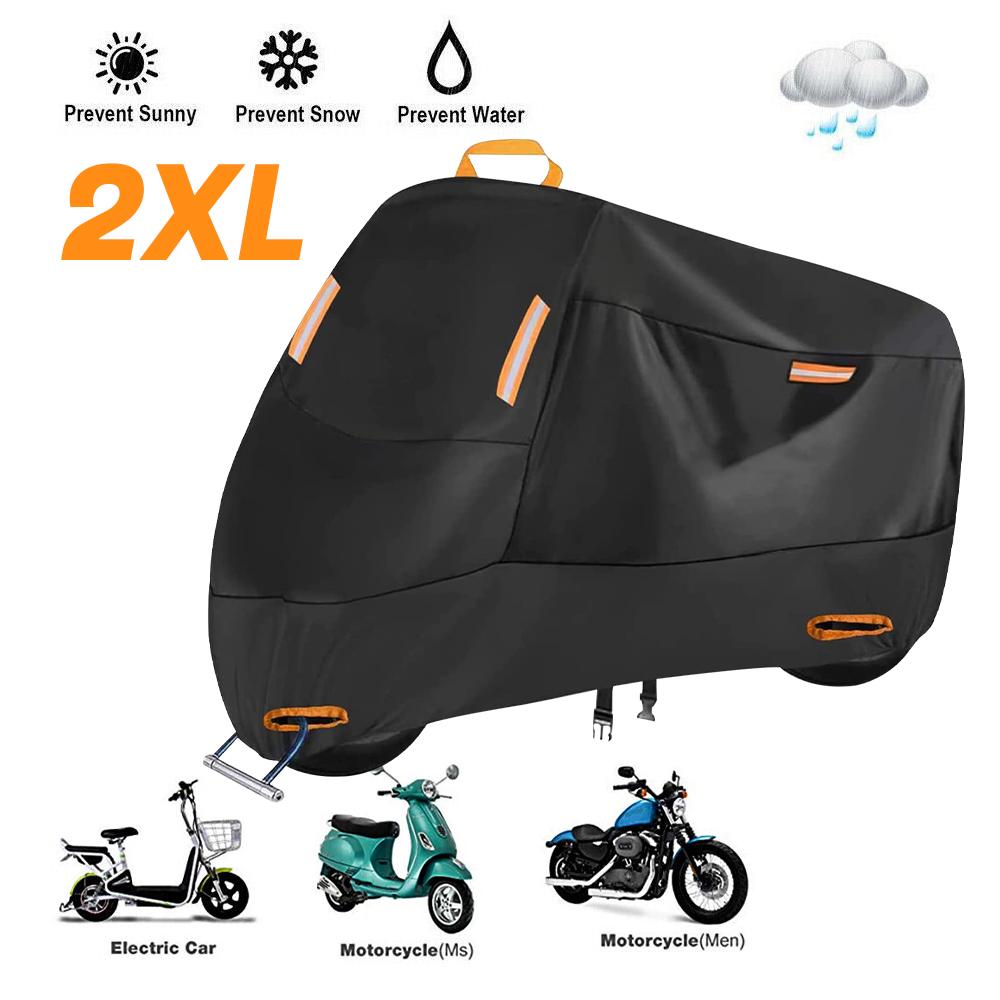 Waterproof Motorcycle Cover Heavy Duty Outdoor Rain 210T Polyester Taffeta Dust Motorbike Accessories For Outside Snow Protector