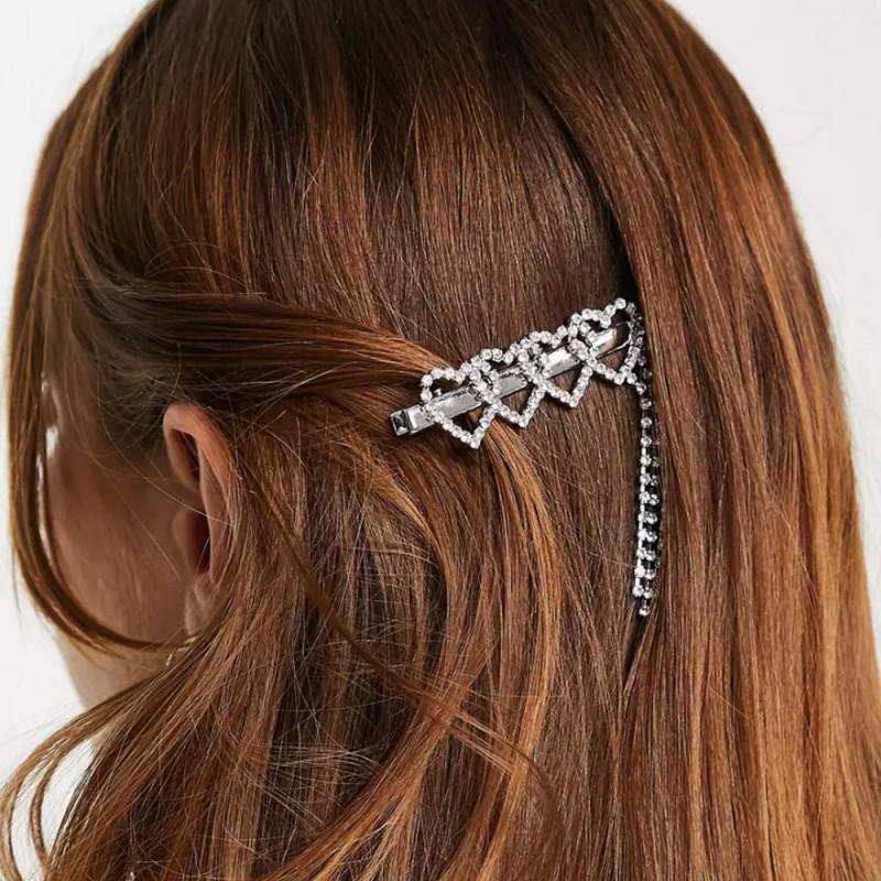 

Love Tassels Fashion Hairpins Broken Hair Bangs Side Clips Simple Sweet Girl Accessories silver