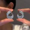 Unikátní dvouvrstvé náušnice pro ženy zirkonové ve tvaru C nová móda osobnost cool dívky party doplňky šperky ženy