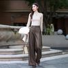 Demana Chic Pleated Wide-Leg PU Petite Pants