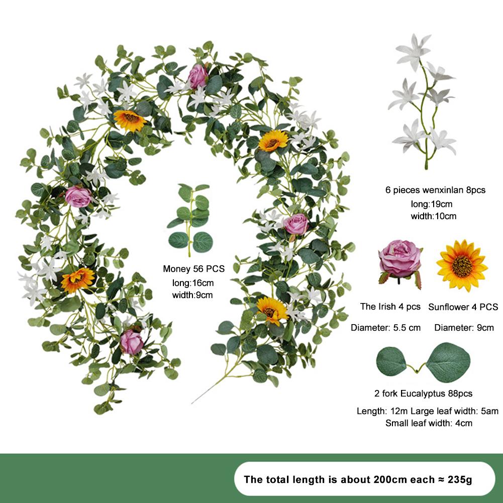 

Fake Sunflower Vine Artificial Rattan Hanging Home Hotel Office Wedding Party Garden Craft Art Decor 2 meters