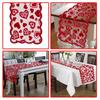 Valentine Tablecloth Table Flag Placemat Set Red Lace European American Style Party Home Decoration Festival Dinner Decorating