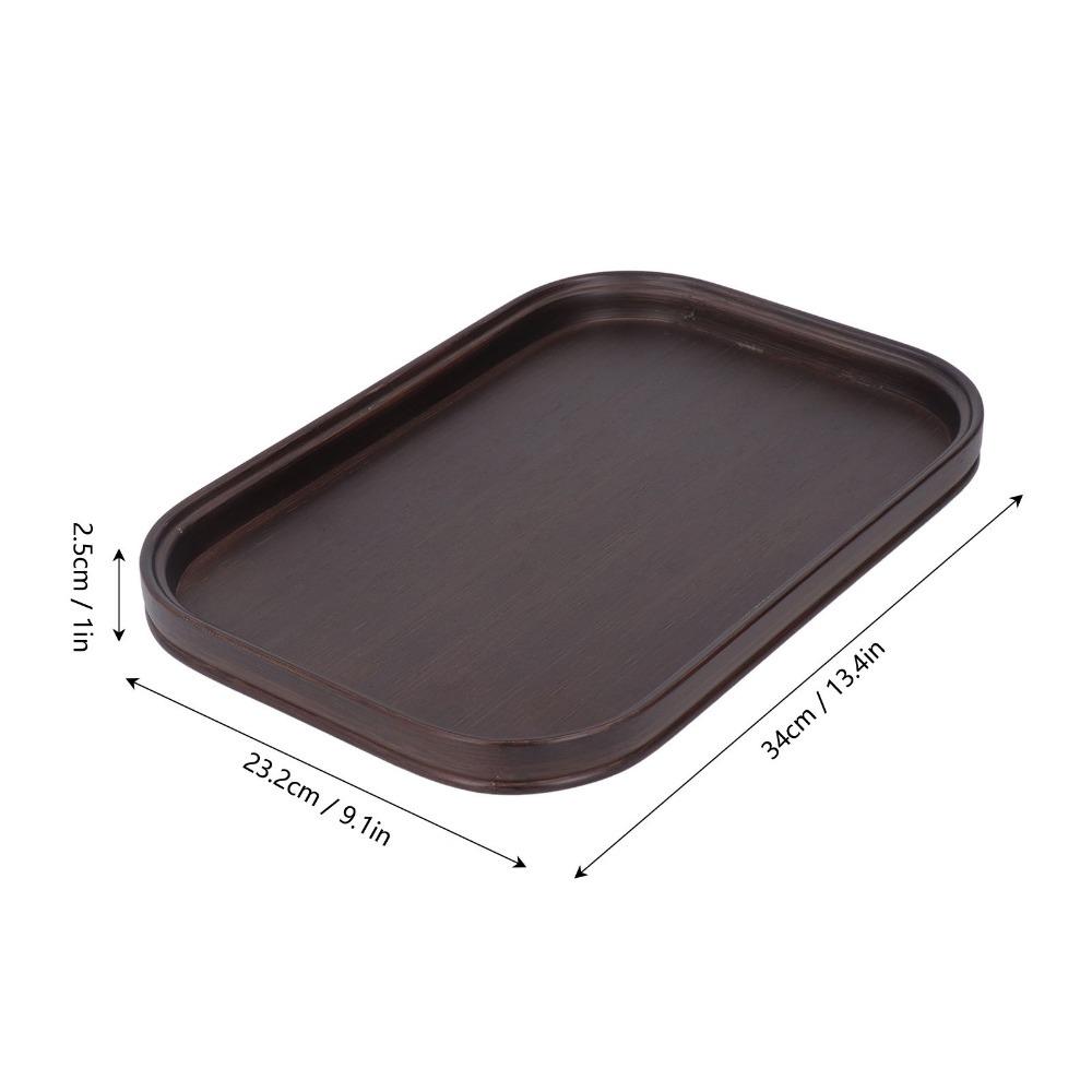 Rectangle Shape Tea Tray Walnut Finish Bamboo Decorative Tray Multi Purpose Centerpiece For Home
