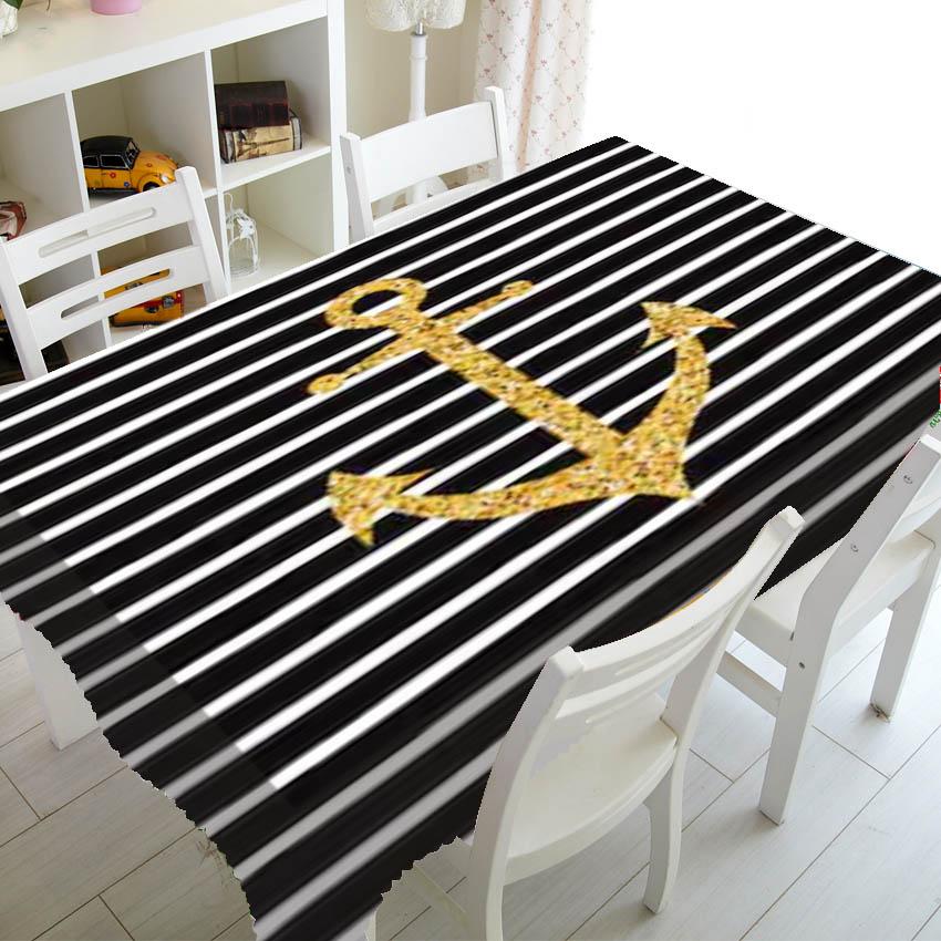 Strisce Blu e Bianche Decorazione di Lusso Cucina Matrimonio Tovaglia Tavolino da Caffè Tovaglia Impermeabile Nappe De Table