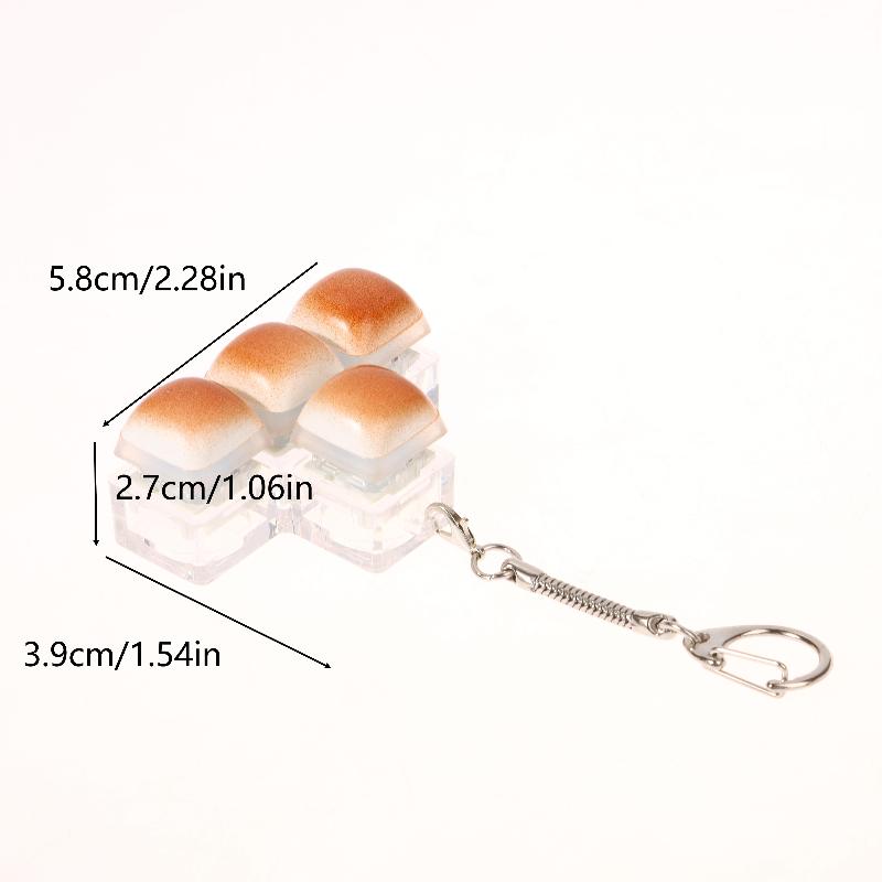 Kreatives Brot Tastatur Schlüsselanhänger Mechanische Tastatur Dekompression Spielzeug Schlüsselring Tasche Anhänger Fidget Knopf Finger Spielzeug