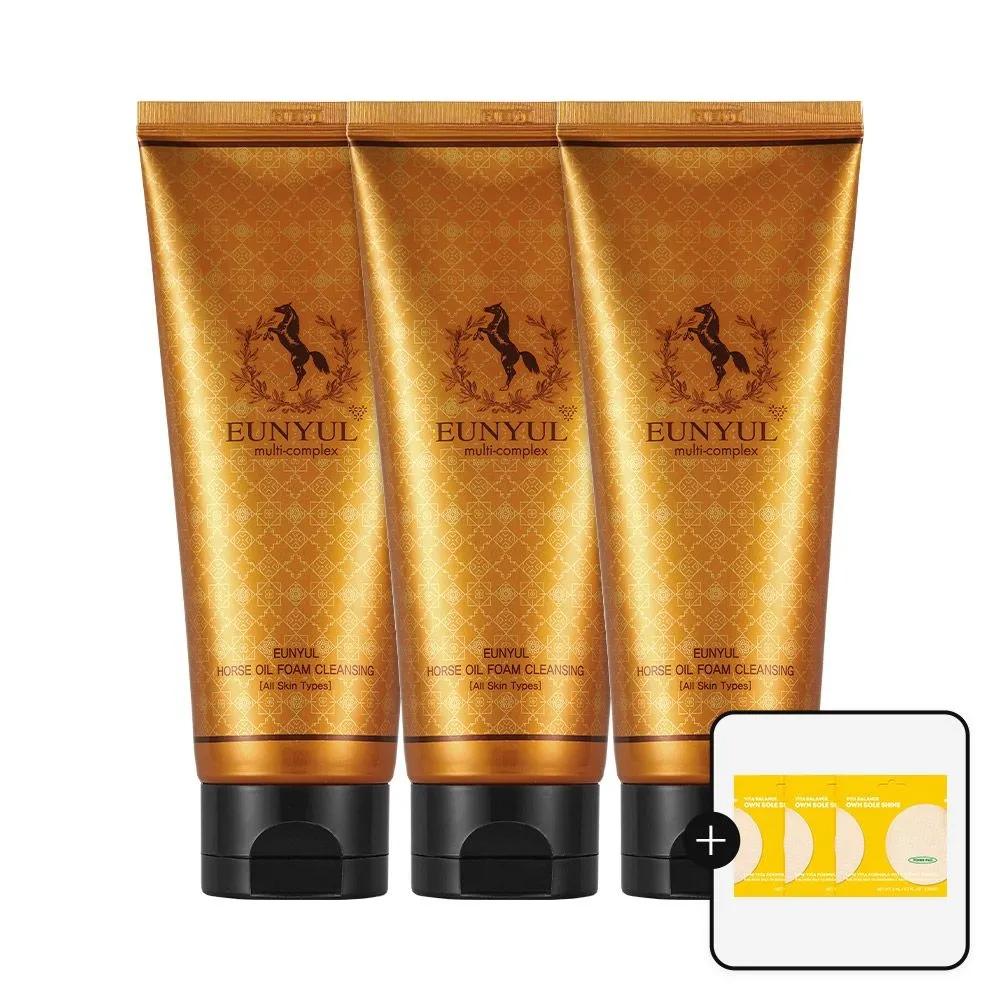 Horse Oil Foam Cleanser 150ml (3 bottles) + Toner Pads (6 sheets)