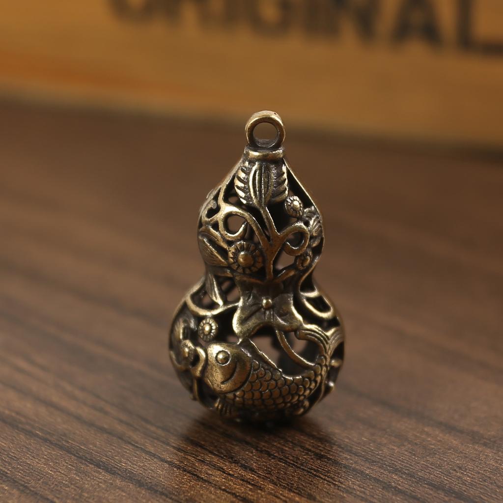 Brass Two-color Primary Color Hollow Pisces Gourd Key Car Pendant Pendant Ring Stall Explosion Unisex