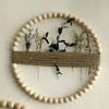 Wood Bead Rope Wall Decoration Boho Farmhouse Rustic Round Plants Display Frame Wall Art Home Office Living Room Wall Ornament