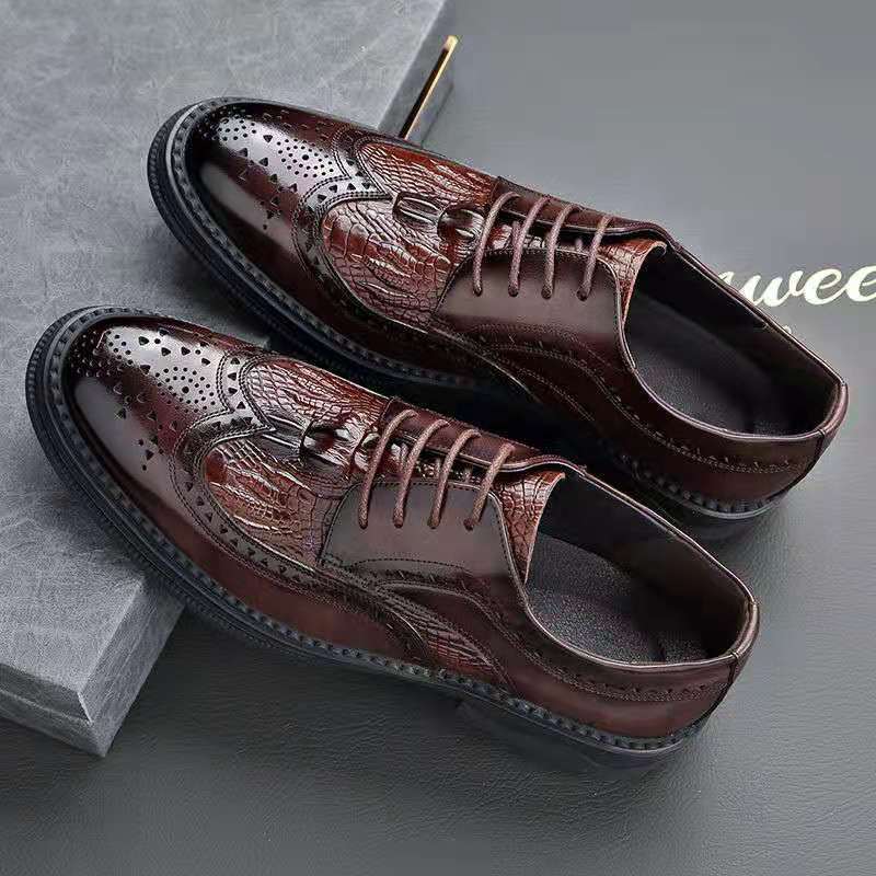 Luxury Men's Brogue Shoes Men Shoes Casual Formal Business Leather Shoes Men Brown Wedding Shoes Italian Dress Banquet Shoe