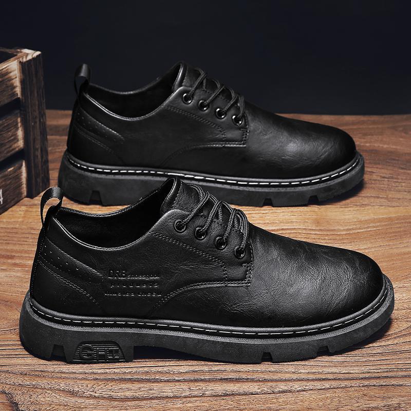 Martin Boots Men's 2024 New Black Leather Shoes Trendy Casual Tooling Shoes Wear-resistant Spring and Autumn Men's Shoes Autumn and Winter Breathable