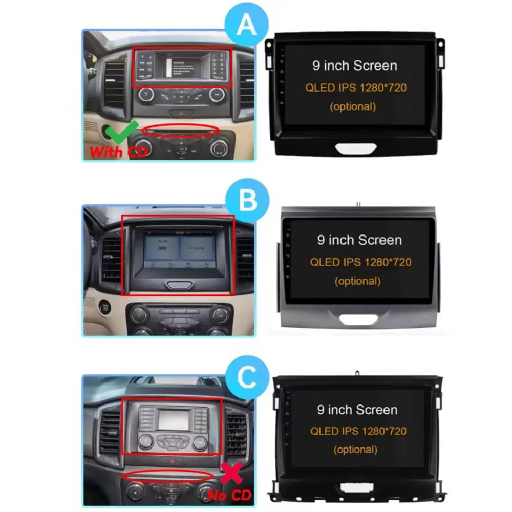 Android 14 Car Radio Stereo Screen For Ford Ranger 2015 2016 2017 2018 2019-2022 Qualcomm Multimedia Carplay Autoradio Head unit