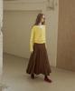 GREENBUTTER Flare Section Long Skirt (Brown)