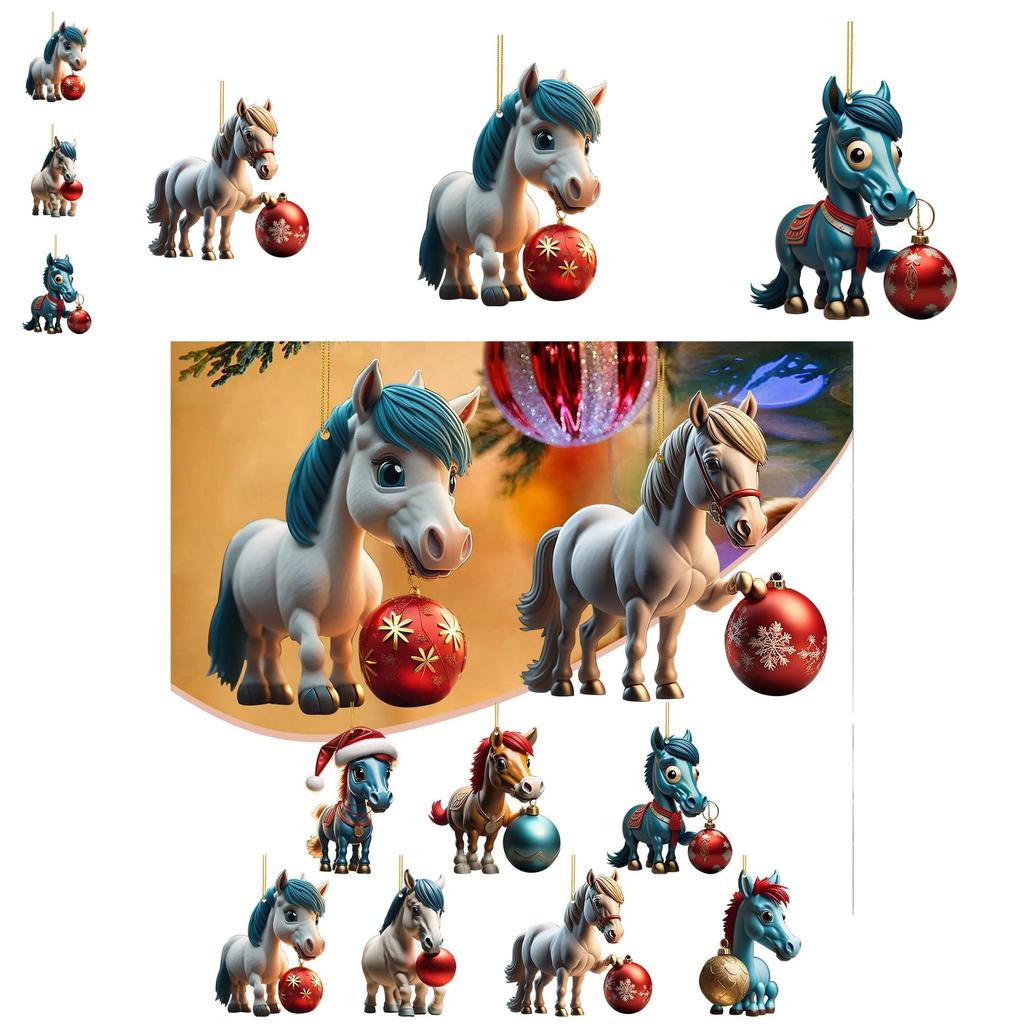 Adorable Acrylic Horse Christmas Tree Decoration For Natal Family Festivities