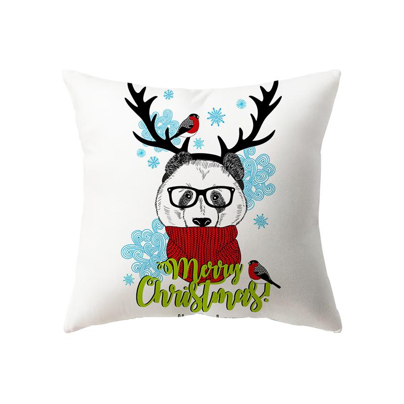 Christmas Decoration Santa Claus Print Pattern Cushion Cover Home Living Room Sofa Decoration Square Pillow Pillow Cover