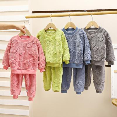 Herbst Winter Kinder Verdicken Warme Flanell Pyjamas Baby Solide Langarm Nachtwäsche Jungen Mädchen Casual Kleidung Sets Pyjamas