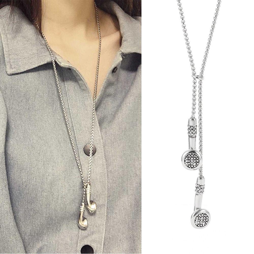 Earbuds Pendant Clothing Accessories Necklace Long Sweater Chain Earphone Pendant Necklace  Jewelry