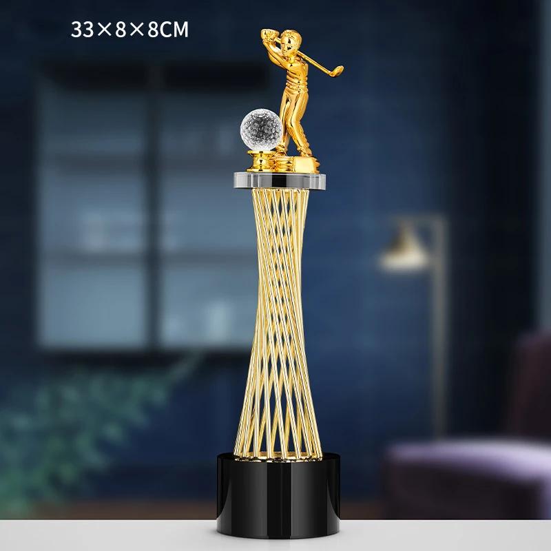 Customized High-End Golf Crystal Trophy, Souvenir, Home Decoration, Creative Metal Commemorative Rod, One Hole Award, 1Pc