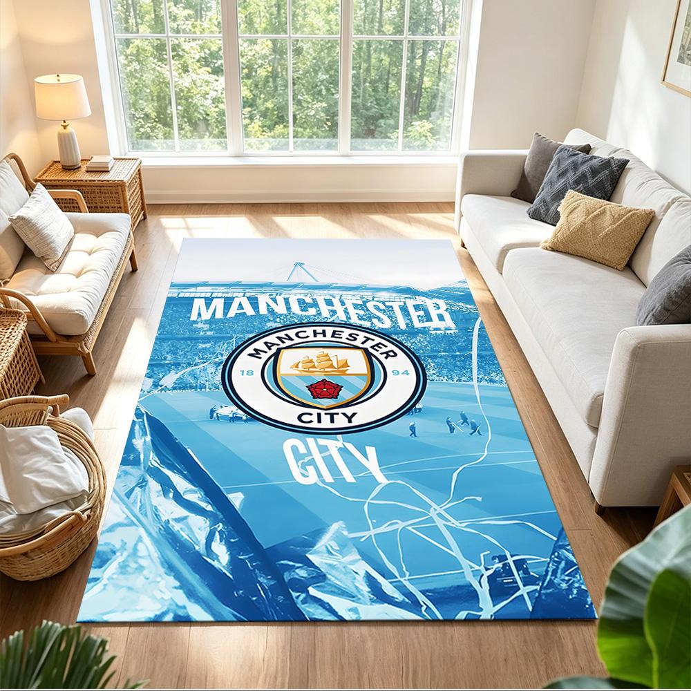 Manchester City Football Club Decorative Area Rug Soft Plush Non-slip Bottom Kitchen & Bathroom Use Fashionable Home Decor Perfect Gift
