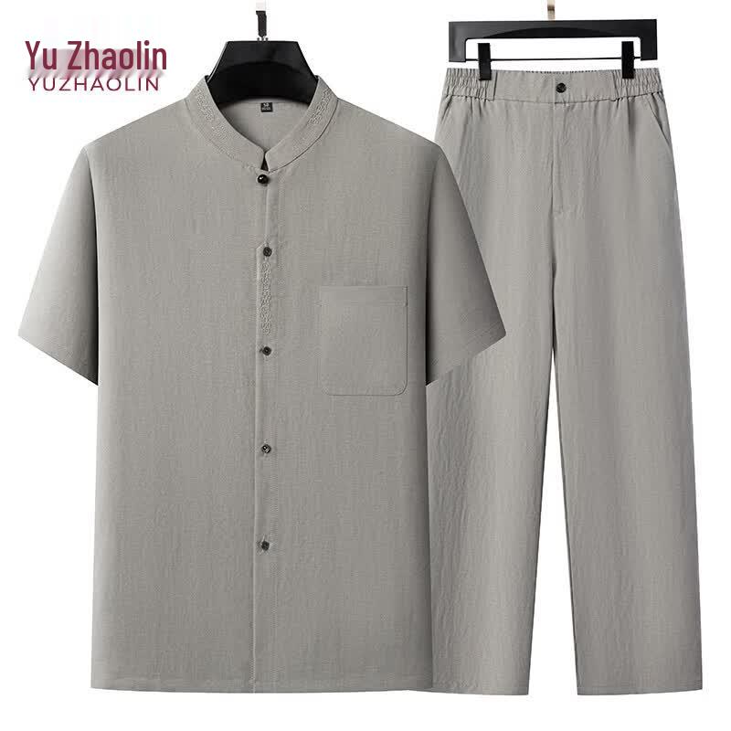 YUZHAOLIN Men s Summer Short Sleeve Shirt & Trousers Set 180