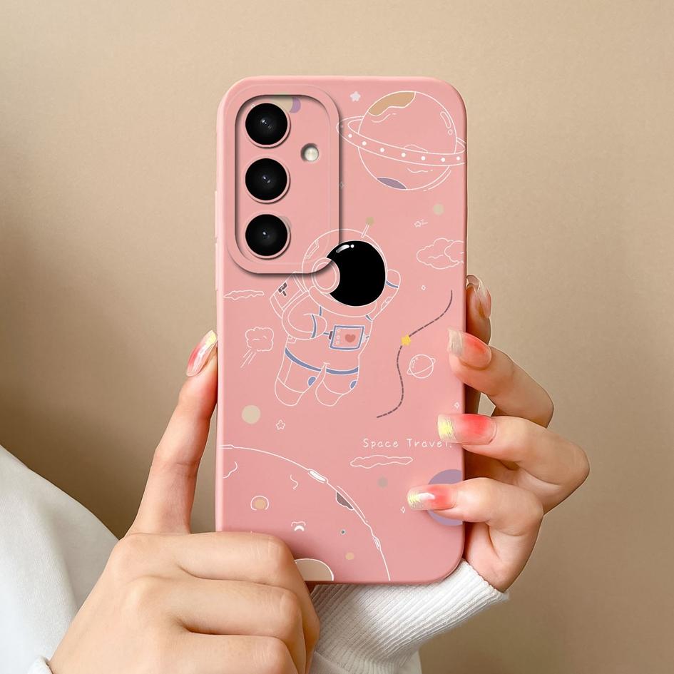 Módní pilotní pouzdra kryty pro Samsung S25 Plus Ultra A05 A16 A56 A26 A36 F14 A05S Cool astronautský vzor Super nárazuvzdorný tekutý silikon pro Samsung