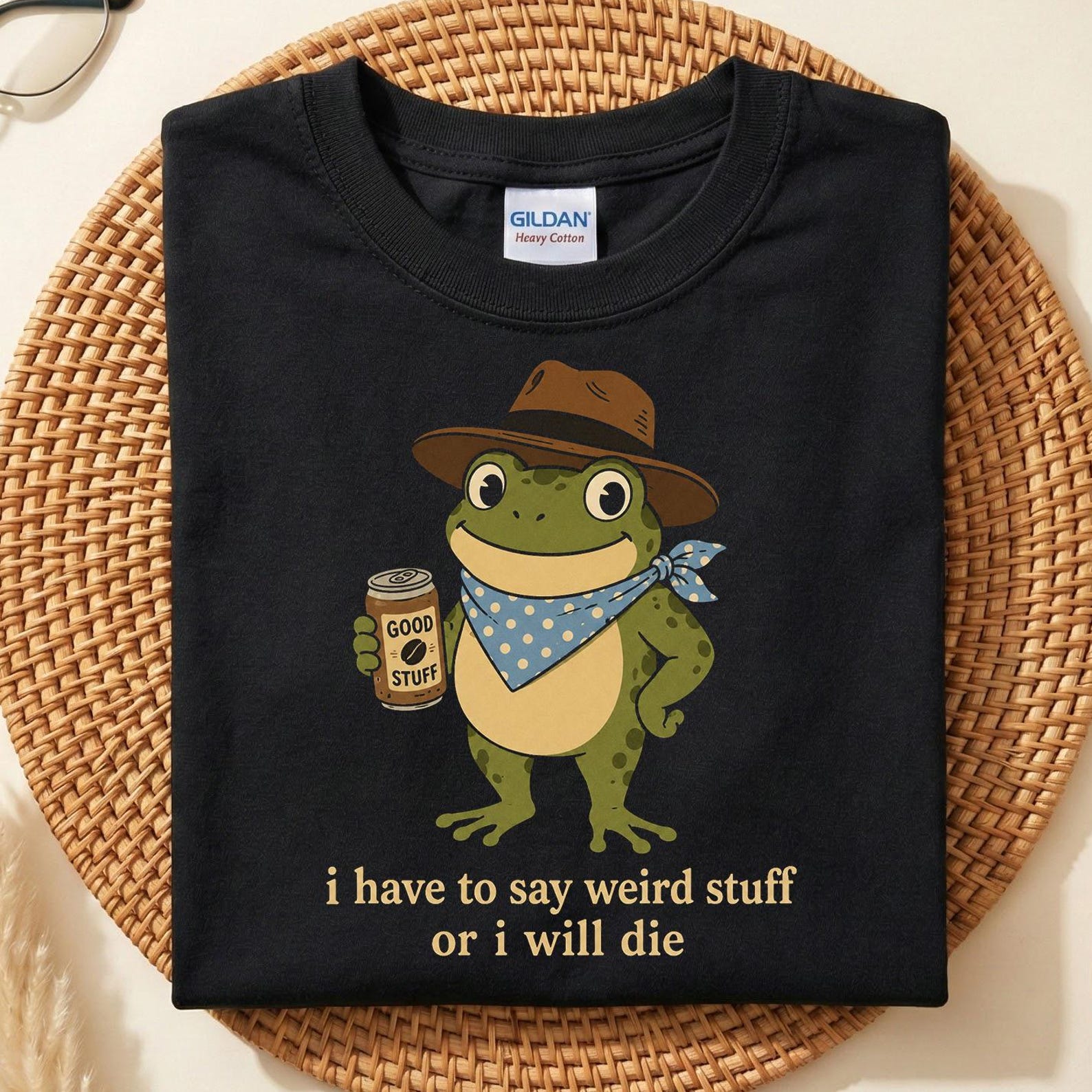 I Have To Say Weird Stuff Or I Will Die Frog Shirt, Cute Cowboy Frog Tee, Funny Frog Meme T-Shirt, Sarcastic Humor Gift, Frog Lover Shirt 4XL