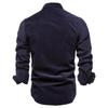 Men Corduroy Shirt Jacket Top Long Sleeve Casual Button Down Pocket Slim