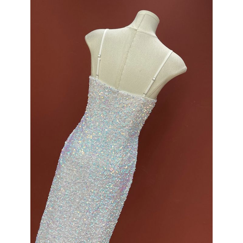 Fall 2024 Export Single NastyGal Heavy Industry Velvet Sequin Mermaid Enchantress High Slit Dress Dress