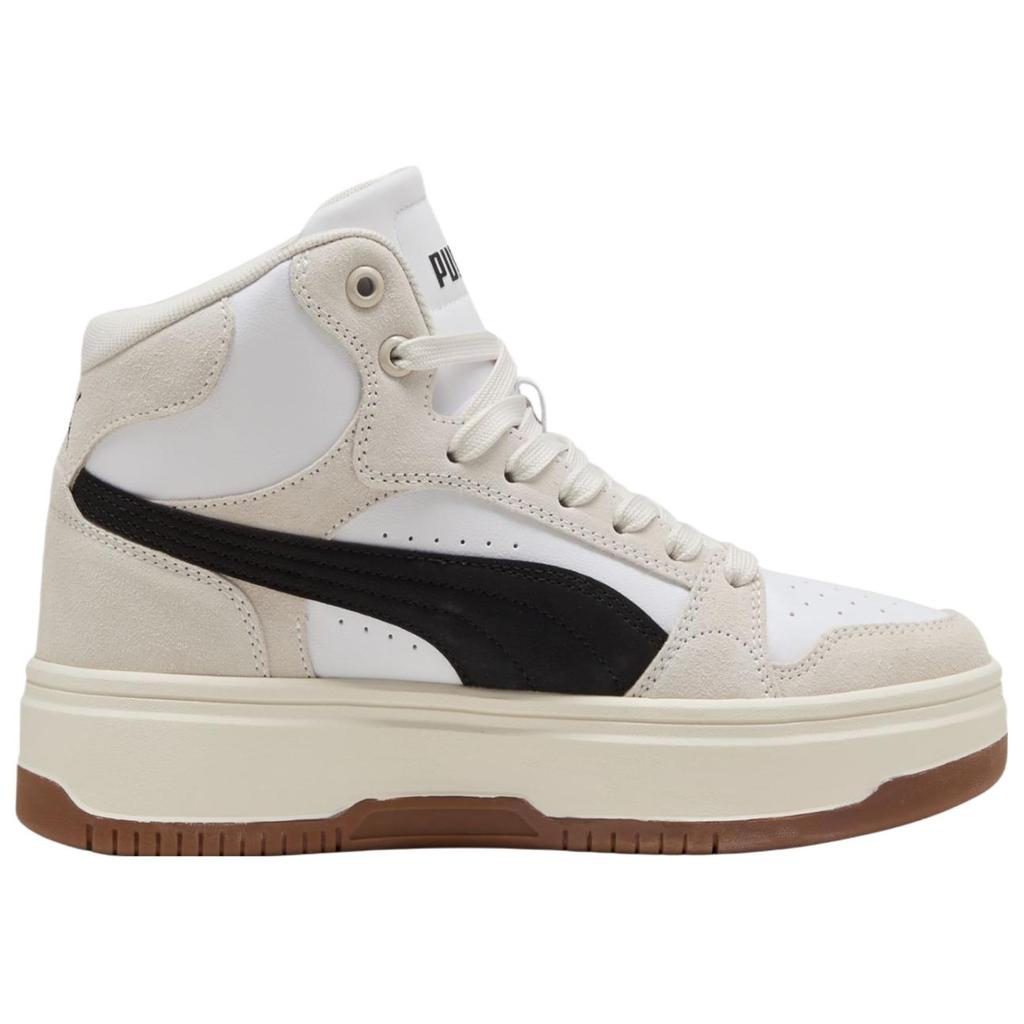 Puma Rebound Femme Mid Suede White Black Frosted Ivory Women Sneakers Cream 402595-01