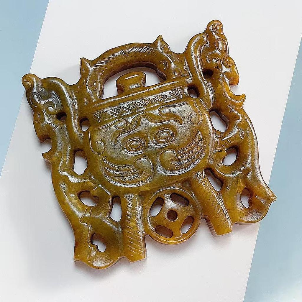 Ancient Xiu Jade Stone Pendant Crafts and Ornaments