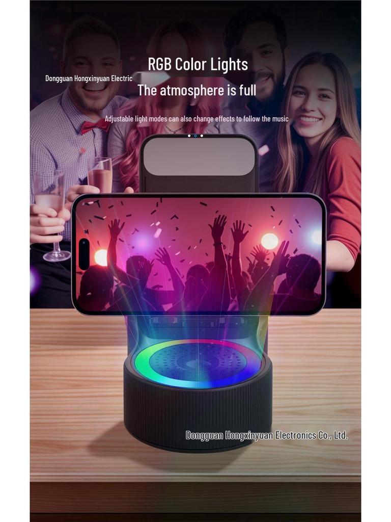 Portable Multifunction Bluetooth Speaker: 5-in-1 Karaoke, Power Bank, RGB Light, Phone Stand