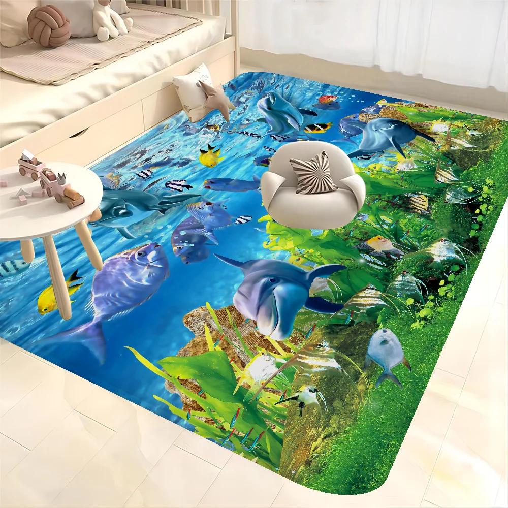 Ozean Delfin Muster Küchenmatte Waschbar Rutschfest Wohnzimmer Sofas Stühle Bereichsmatte Küche Moderne Heimdekoration