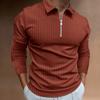 New Polo Shirt with Zipper and Stripes - Long-Sleeved Men's Polo Shirt