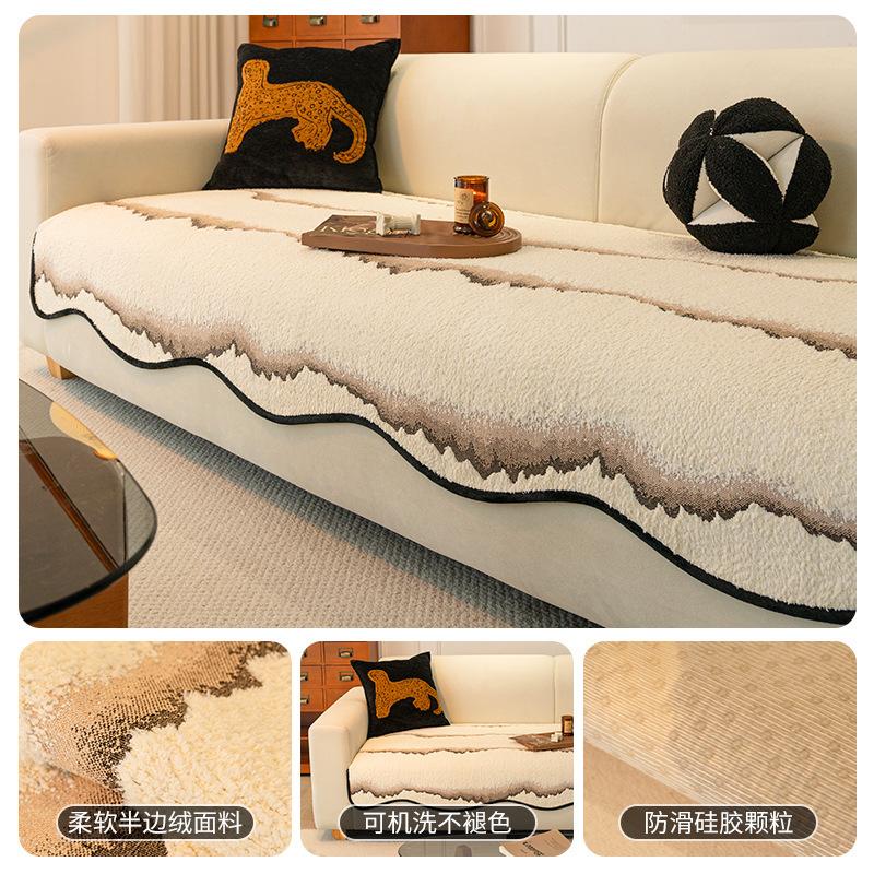 

Плюшевая подушка для дивана в стиле легкой роскоши, универсальная, нескользящая для всех сезонов, улучшенная защита дивана, пыленепроницаемая подушка для сиденья 70*70cm