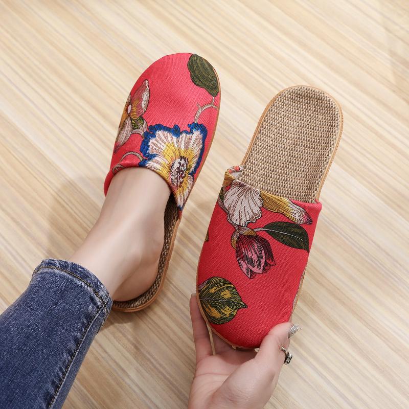 Damen Hausschuhe Blumenmuster Schuhe für Zuhause und Freizeit Indoor-Hausschuhe
