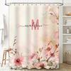 Vintage Pink Blossom Bath Curtain Watercolor Style Bathroom Decor For Girls