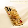 Luxurious Gold Floral Pattern Electroplated Glass Phone Case, Suitable for iPhone 17, 16, 15, 14, 13, 12, 11, Etc.