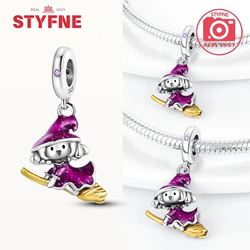 Realcopper Halloween Dangle Witch Magic Girl Charms Luminous Beads Fit Original Bracelet Diy Fine Jewelry Gifts For Women