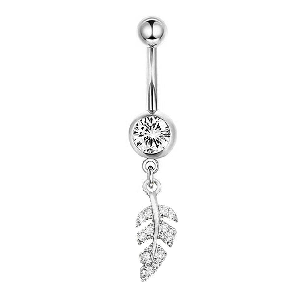1Pcs Stainless Steel Long Navel Nail Butterfly Heart Five-pointed Star Pendant Navel Ring Piercing Jewelry